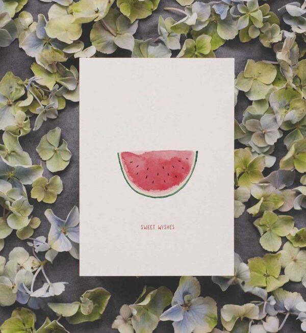 Postkarte Melone Sweet Wishes